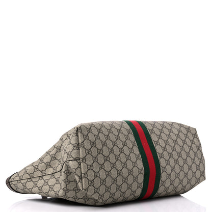 Gucci GG Supreme Monogram Textured Calfskin Web Medium Ophidia Shopping Tote Beige Ebony New Acero 4 of 11