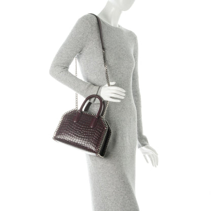 Stella McCartney Faux Leather Crocodile Embossed Mini Falabella Box Top Handle Bag Burgundy 2 of 7