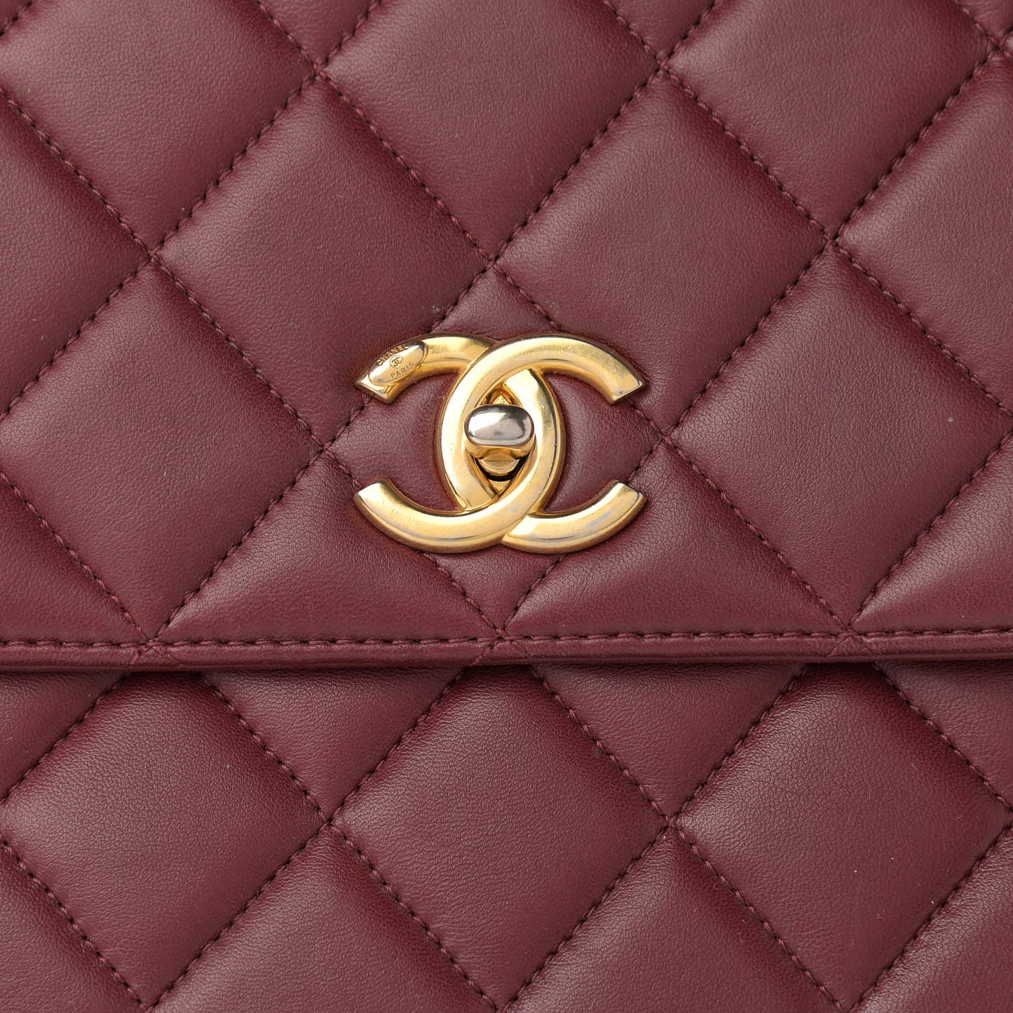 Lambskin Quilted Large Trendy CC Dual Handle Flap Bag Burgundy