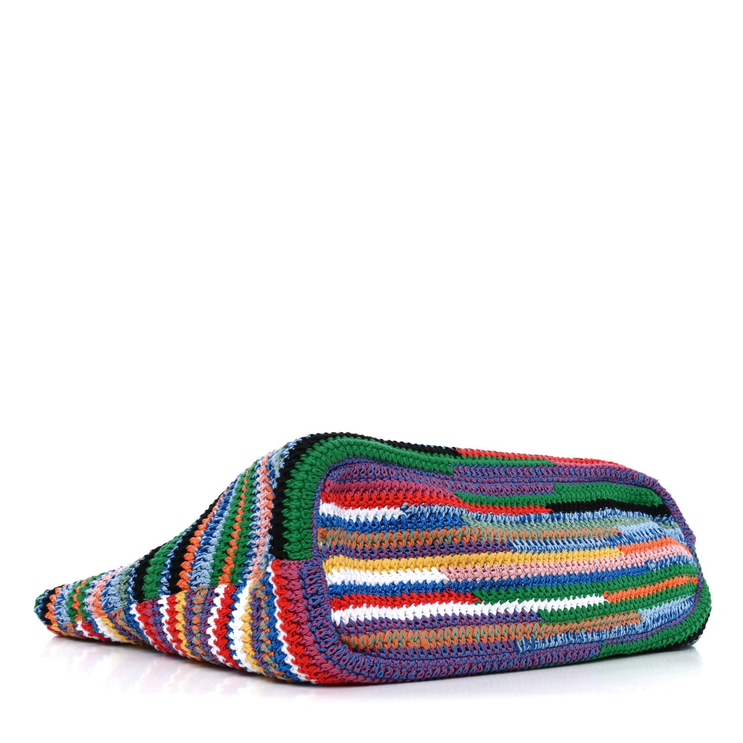 Cotton Crochet Stripe Tote Bag Multicolor