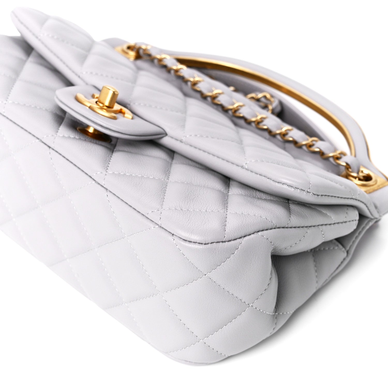 Chanel Calfskin Quilted Small Lady Handle Clutch With Chain Grey 12 of 13