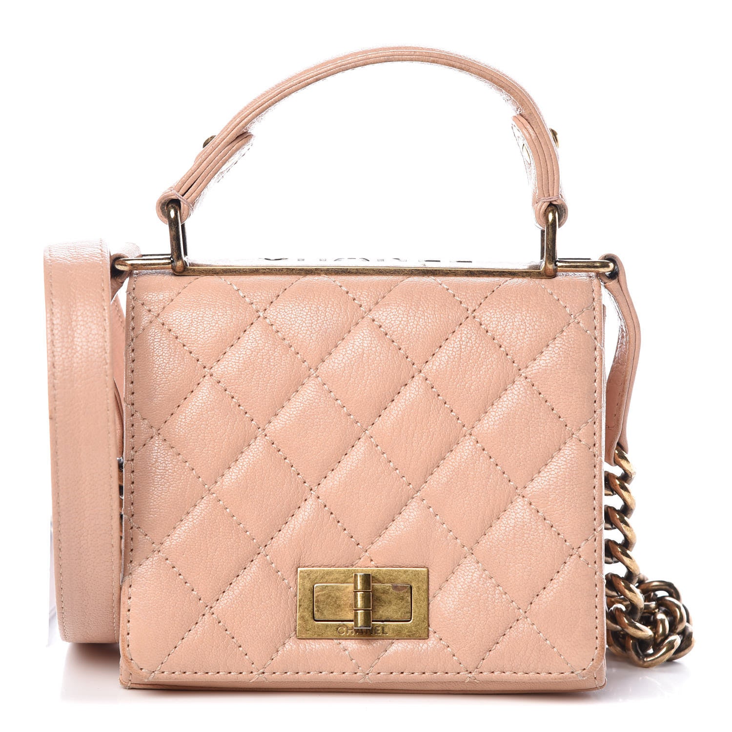 Chanel Goatskin Quilted Small Rita Top Handle Flap Pink 1 of 14