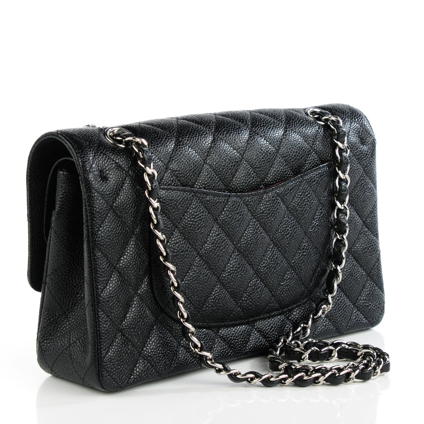 Caviar Quilted Medium Double Flap Black