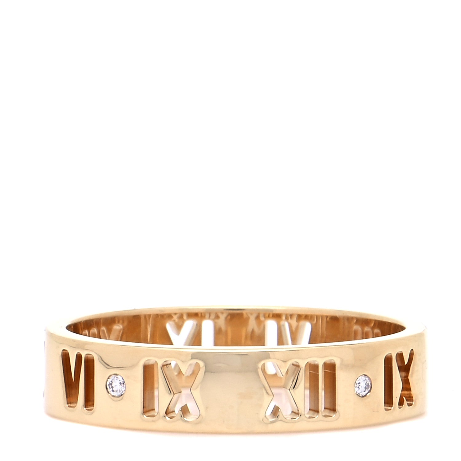 Tiffany 18K Yellow Gold Diamond Wide Atlas Pierced Ring 60 9.25 1 of 6