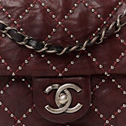 Chanel Washed Lambskin Studded Metal Beauty Flap Burgundy 9 of 11