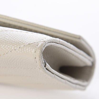 Saint Laurent Grain De Poudre Matelasse Chevron Small Monogram Envelope Wallet Crema Soft 10 of 11