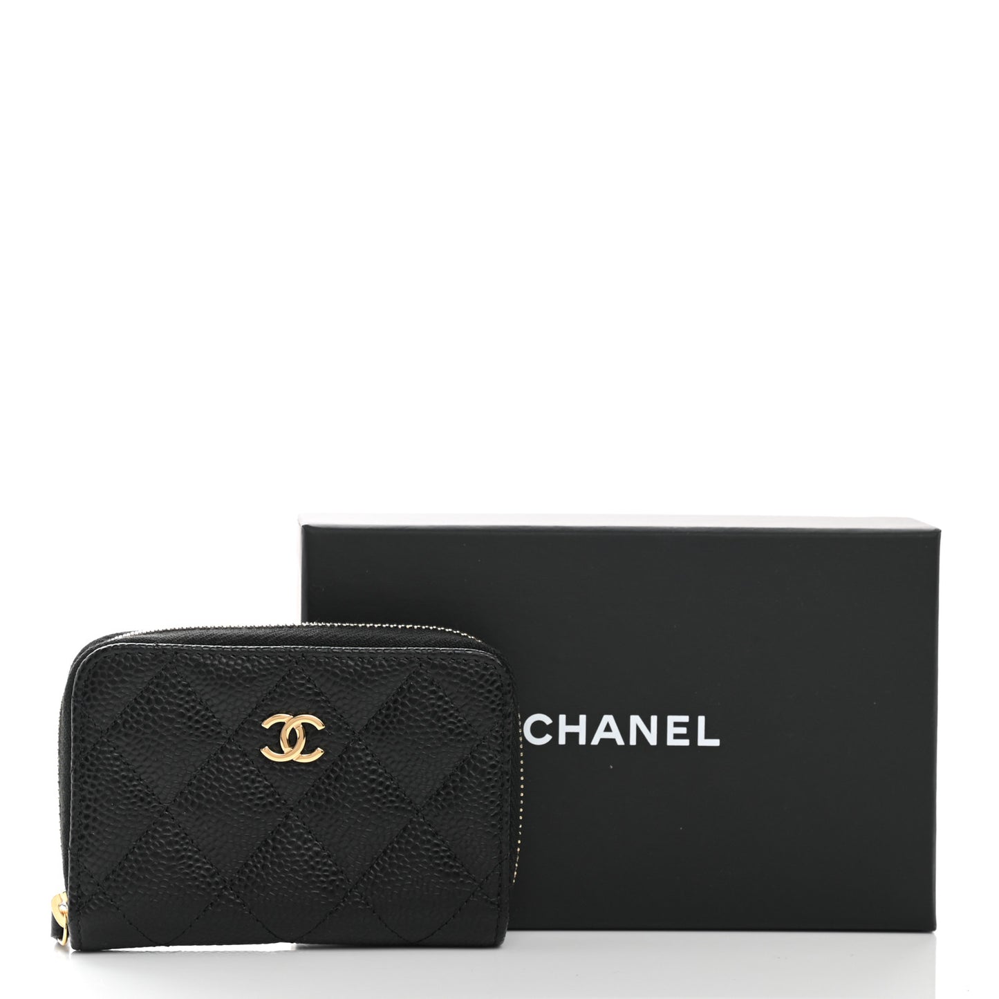 Caviar Quilted Classic Zipped Coin Purse Black