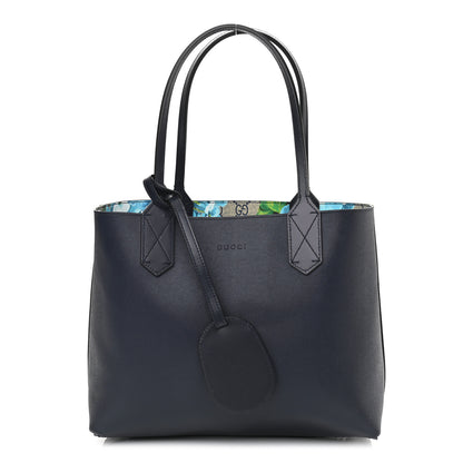 Gucci GG Supreme Monogram Blooms Small Reversible Tote Beige Blue Navy 3 of 16