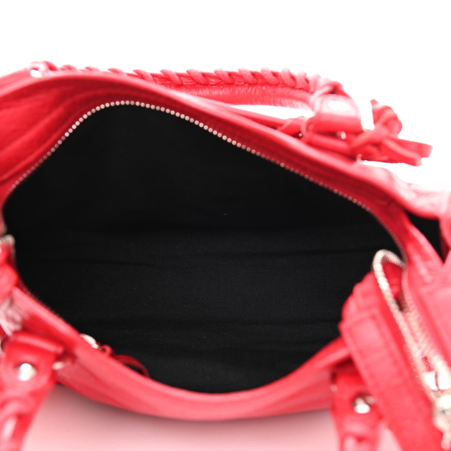 Balenciaga Agneau Classic Silver Hardware Mini City Logo Strap Red Black 5 of 10