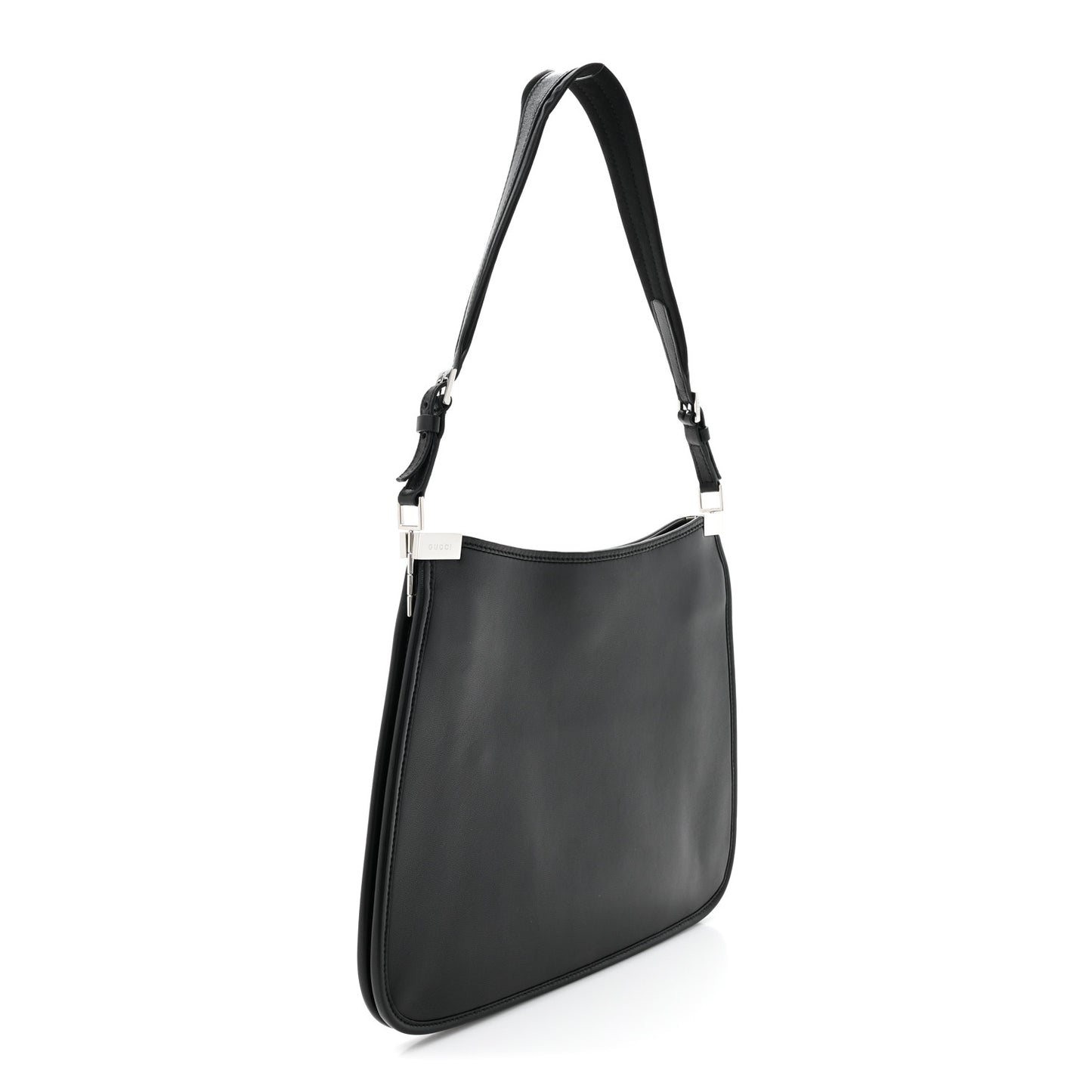 Calfskin Horsebit Slim Shoulder Bag Black