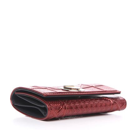 Christian Dior Metallic Patent Micro-Cannage Diorama Elancee Wallet Metal Rusty 4 of 7