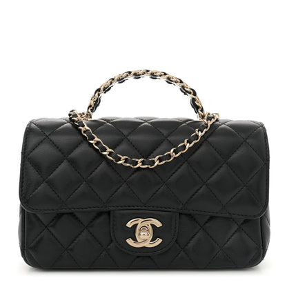 Chanel Lambskin Quilted Mini Crystal Top Handle Rectangular Flap Black 1 of 11
