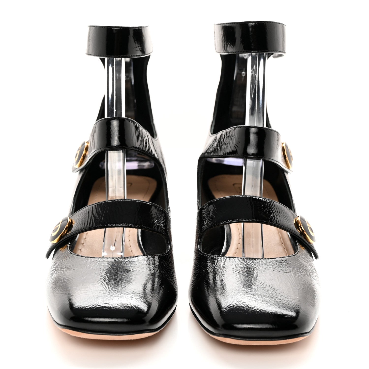 Christian Dior Crinkled Calfskin D-Doll 55mm Ankle Strap Pumps