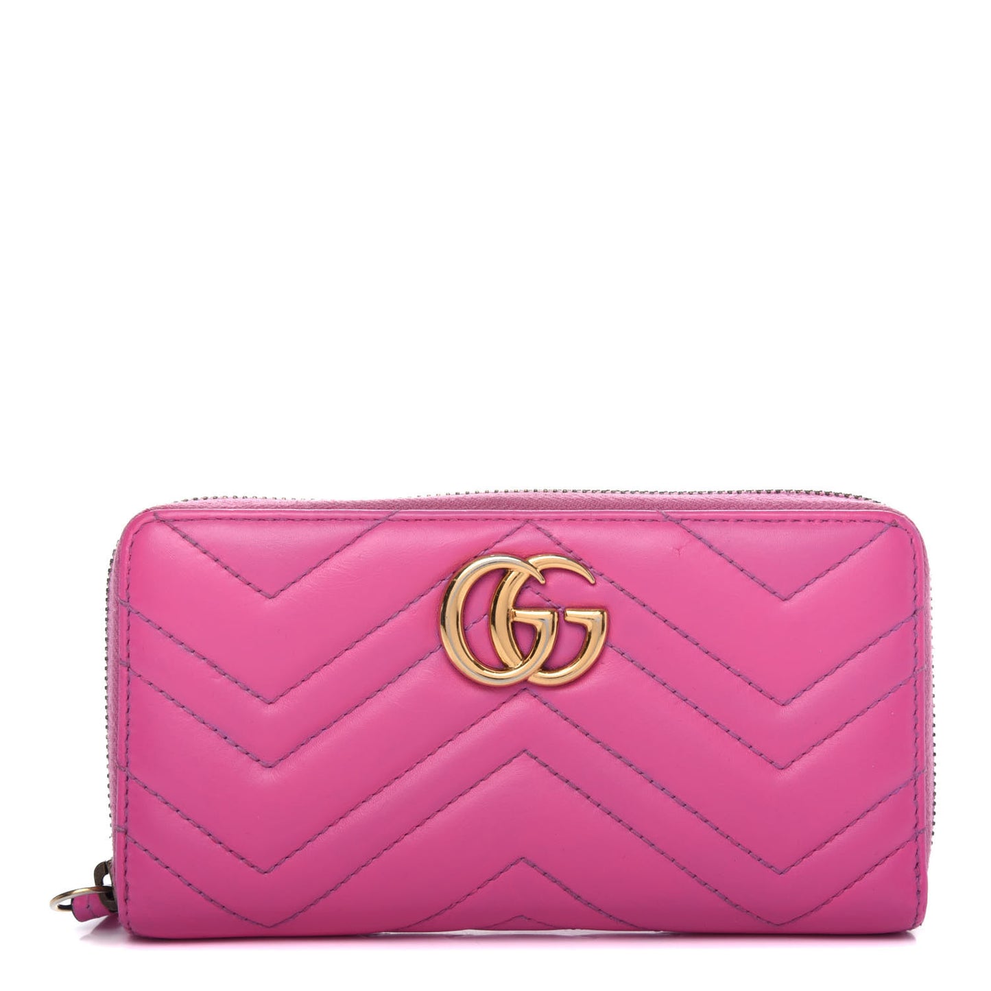 Calfskin Matelasse GG Marmont Zip Around Wallet Candy Mousse