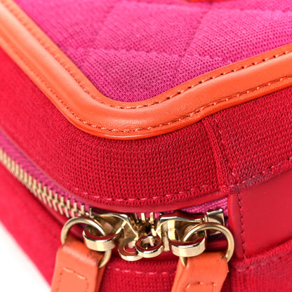 Chanel Jersey Quilted Small CC Filigree Vanity Case Pink Red Orange 9 of 14