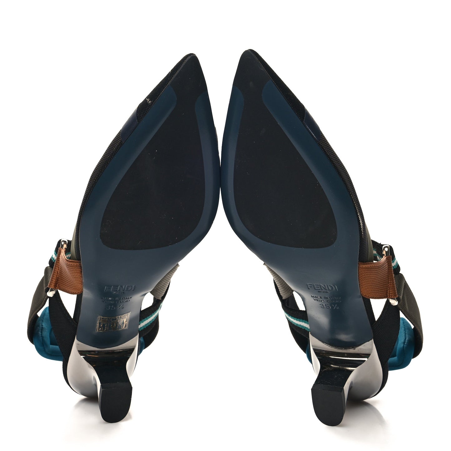 Technical Mesh Colibri 85mm Slingback Pumps 35.5 Black Asfalto