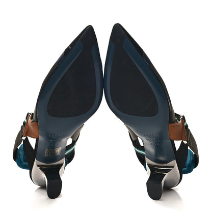 Fendi Technical Mesh Colibri 85mm Slingback Pumps 35.5 Black Asfalto 5 of 7
