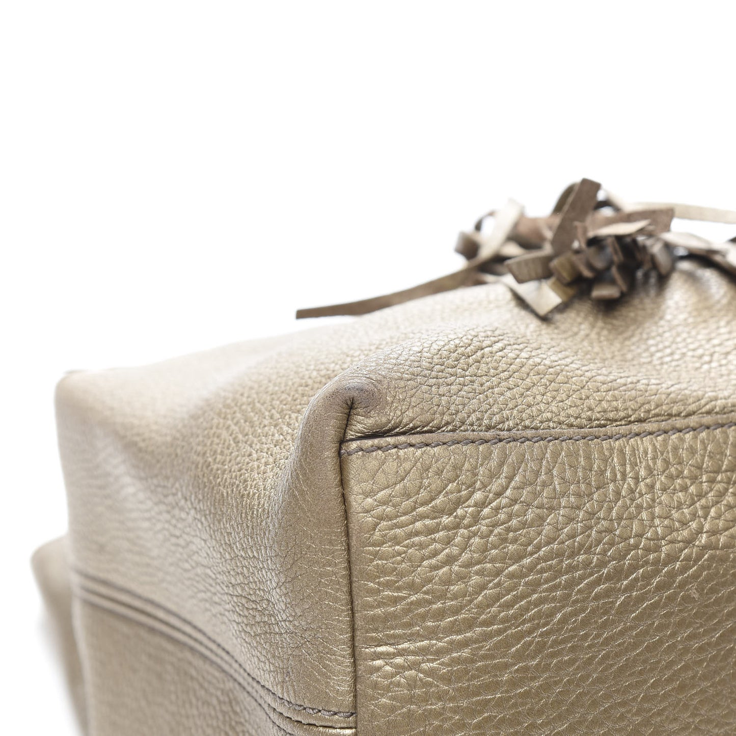 Metallic Pebbled Calfskin Medium Soho Chain Shoulder Bag Golden Beige