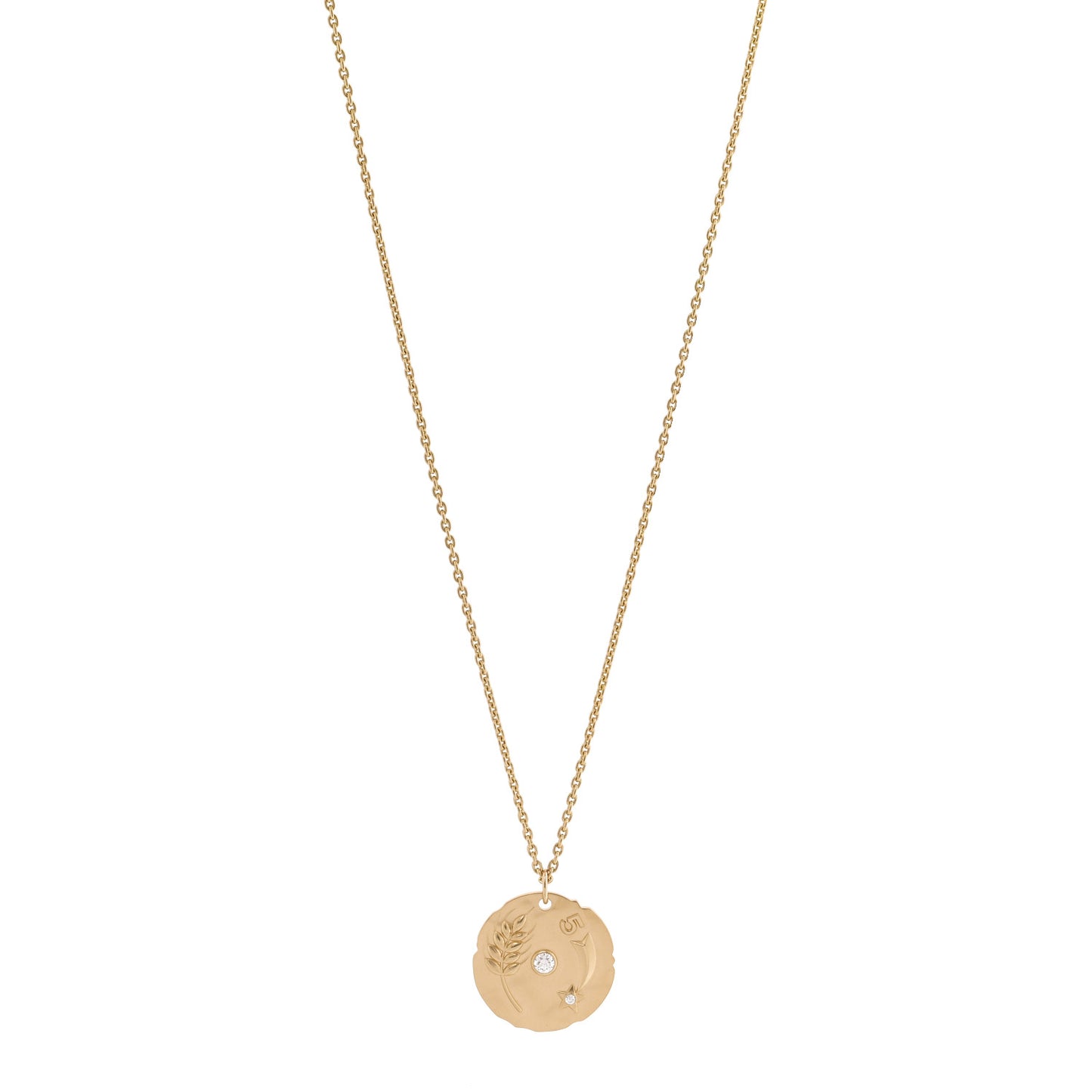 18K Yellow Gold Diamond Talismans Medal Pendant Necklace