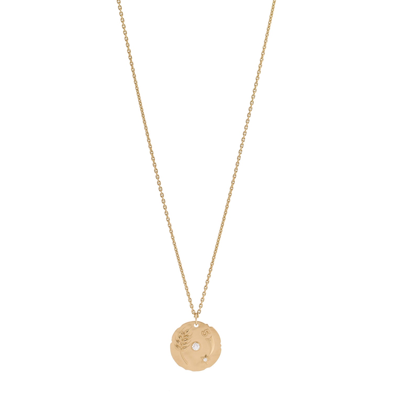 Chanel 18K Yellow Gold Diamond Talismans Medal Pendant Necklace 1 of 7