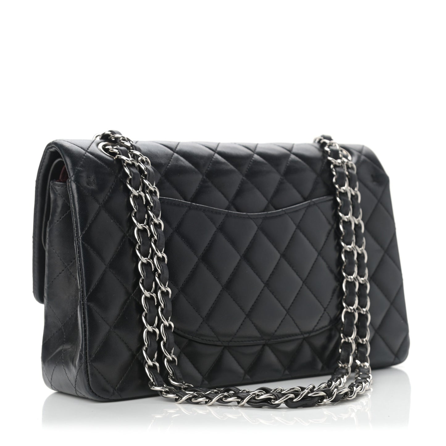 Lambskin Quilted Medium Double Flap Black