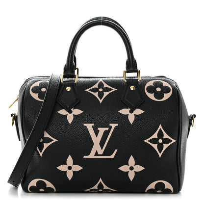 Louis Vuitton Empreinte Monogram Giant Speedy Bandouliere 25 Black Beige 1 of 8