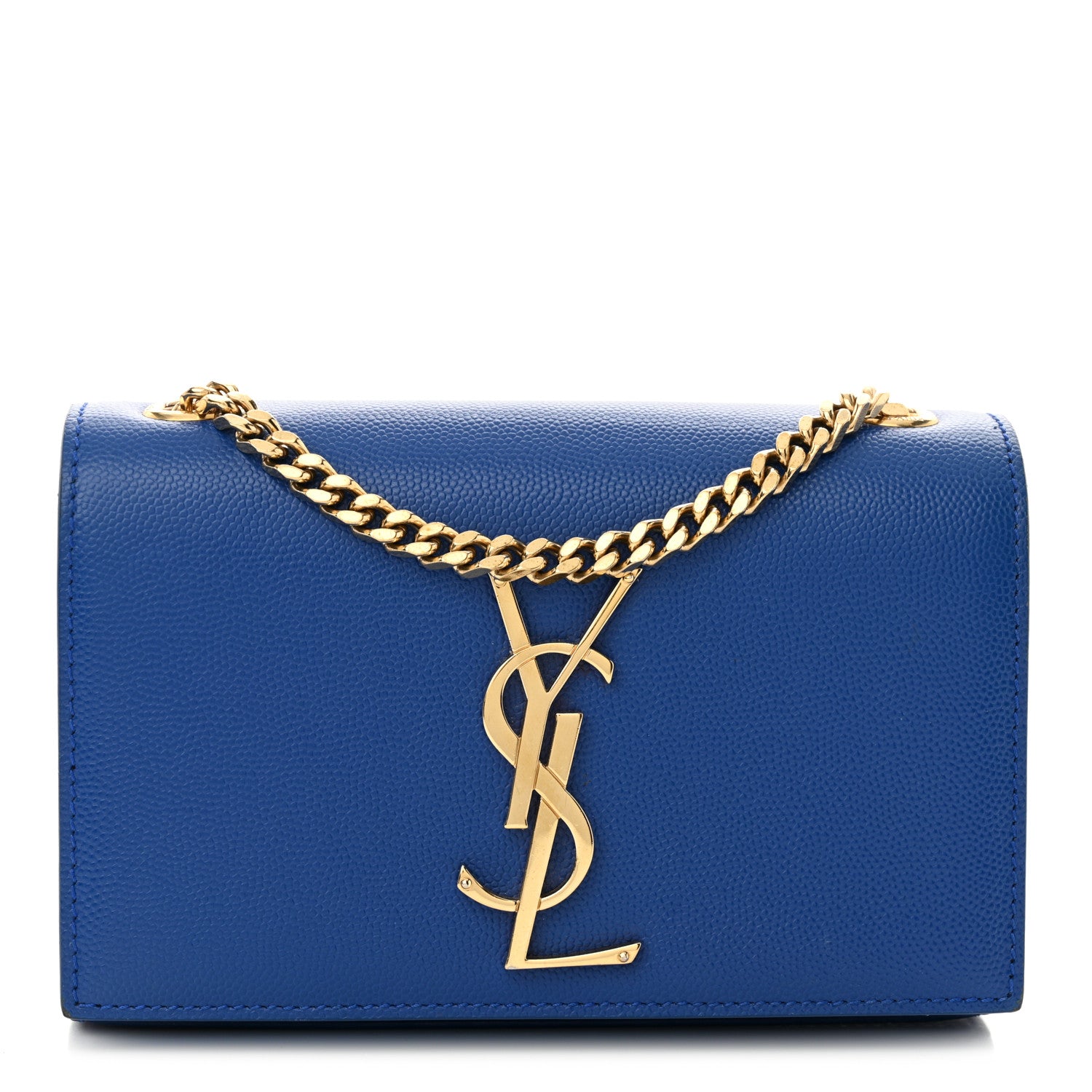 Saint Laurent Grain De Poudre Small Classic Monogram Kate Satchel Blue Clair 1 of 11