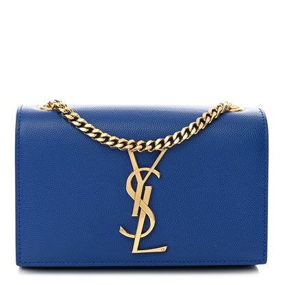 Saint Laurent Grain De Poudre Small Classic Monogram Kate Satchel Blue Clair 1 of 11