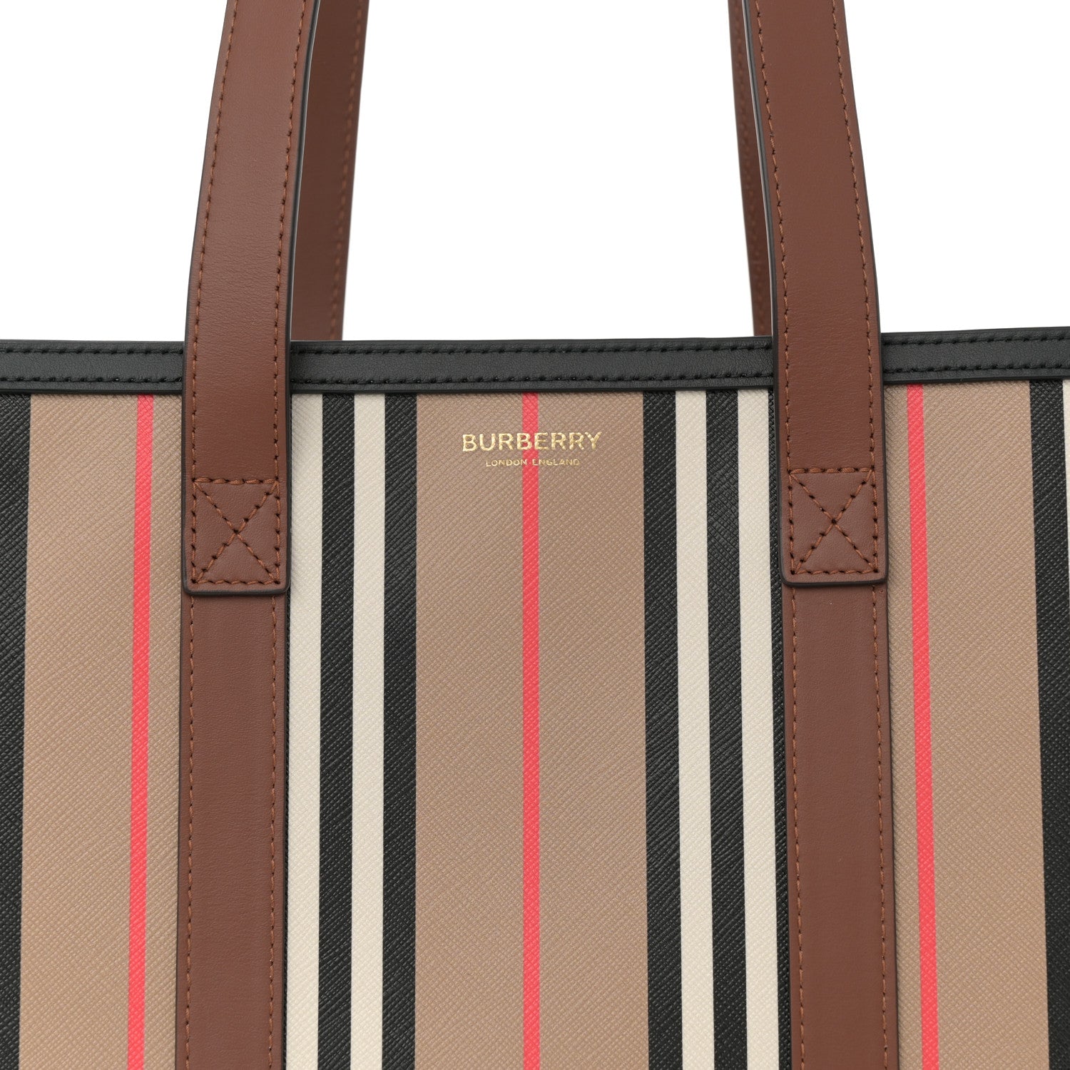 Burberry E-Canvas Stripe Book Tote Archive Beige 8 of 11