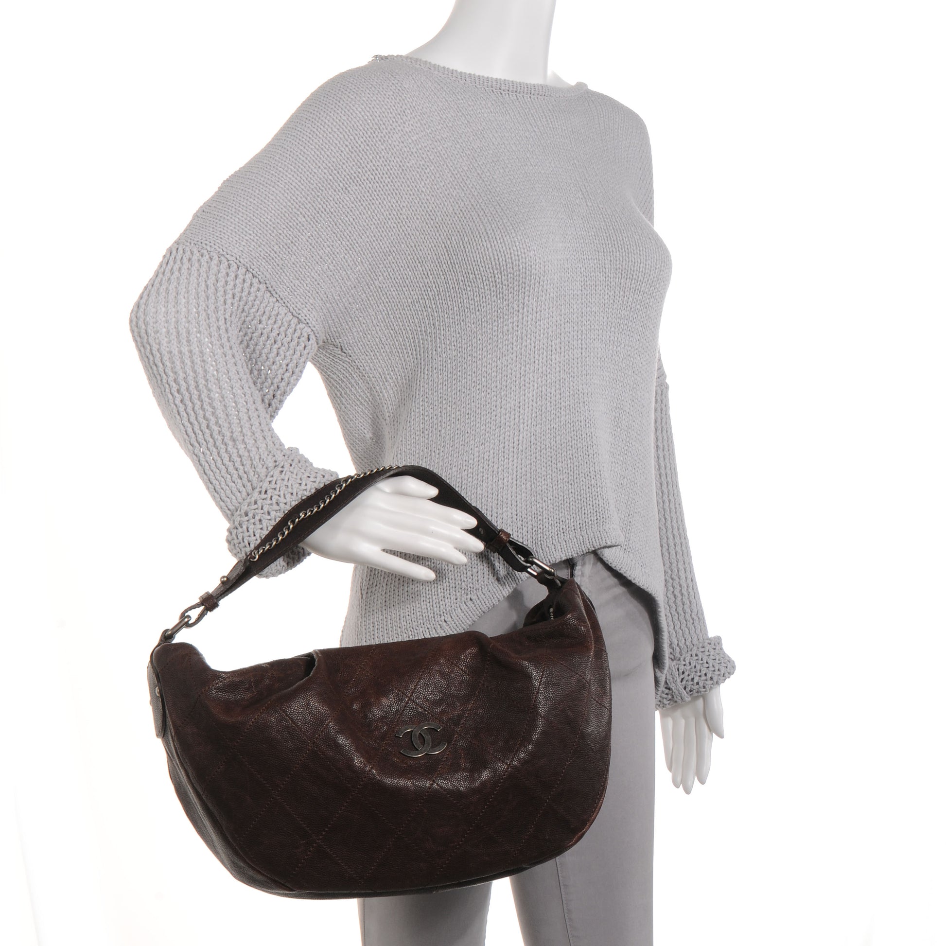 Chanel Caviar Outdoor Ligne Large Hobo Brown 2 of 7