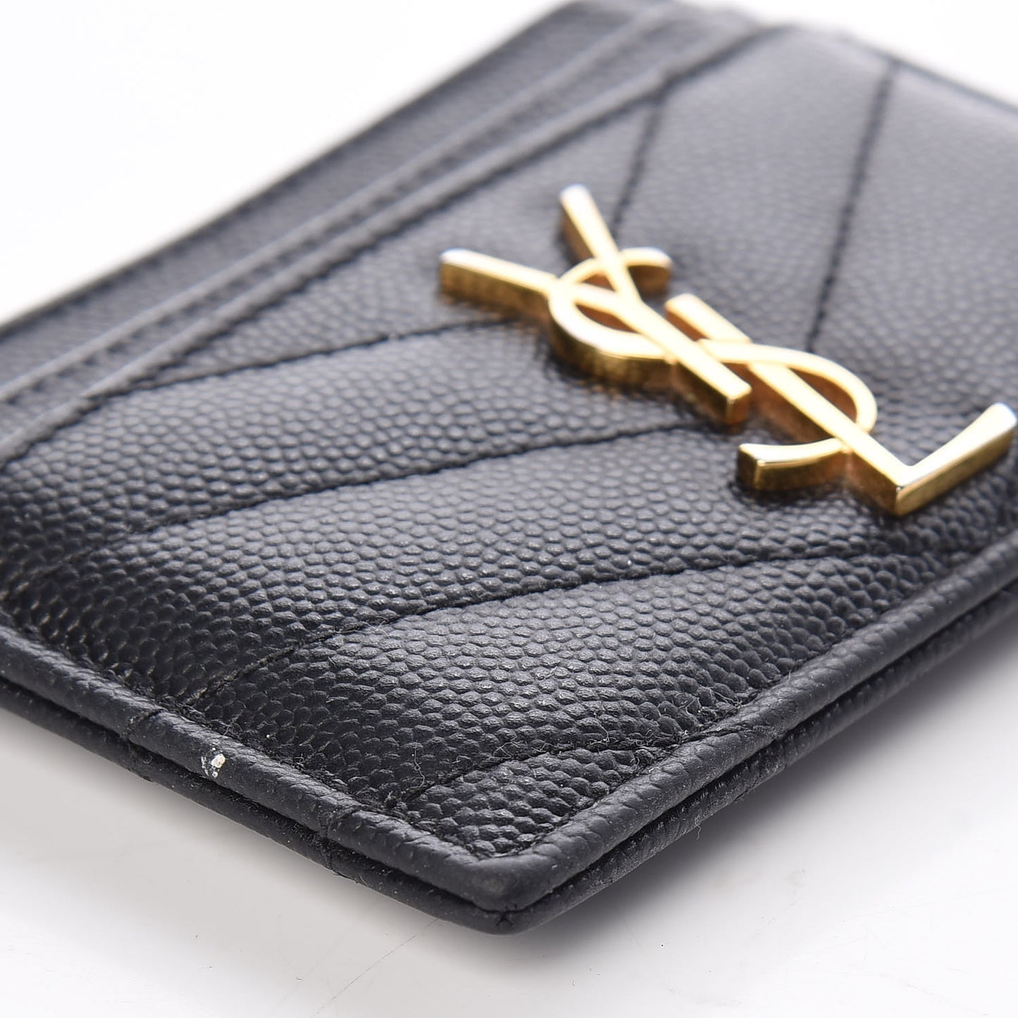 Grain De Poudre Matelasse Chevron Monogram Credit Card Case Black
