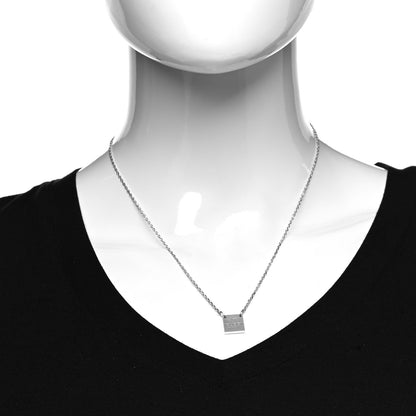 Gucci Sterling Silver Logo Square Tag Necklace 2 of 5