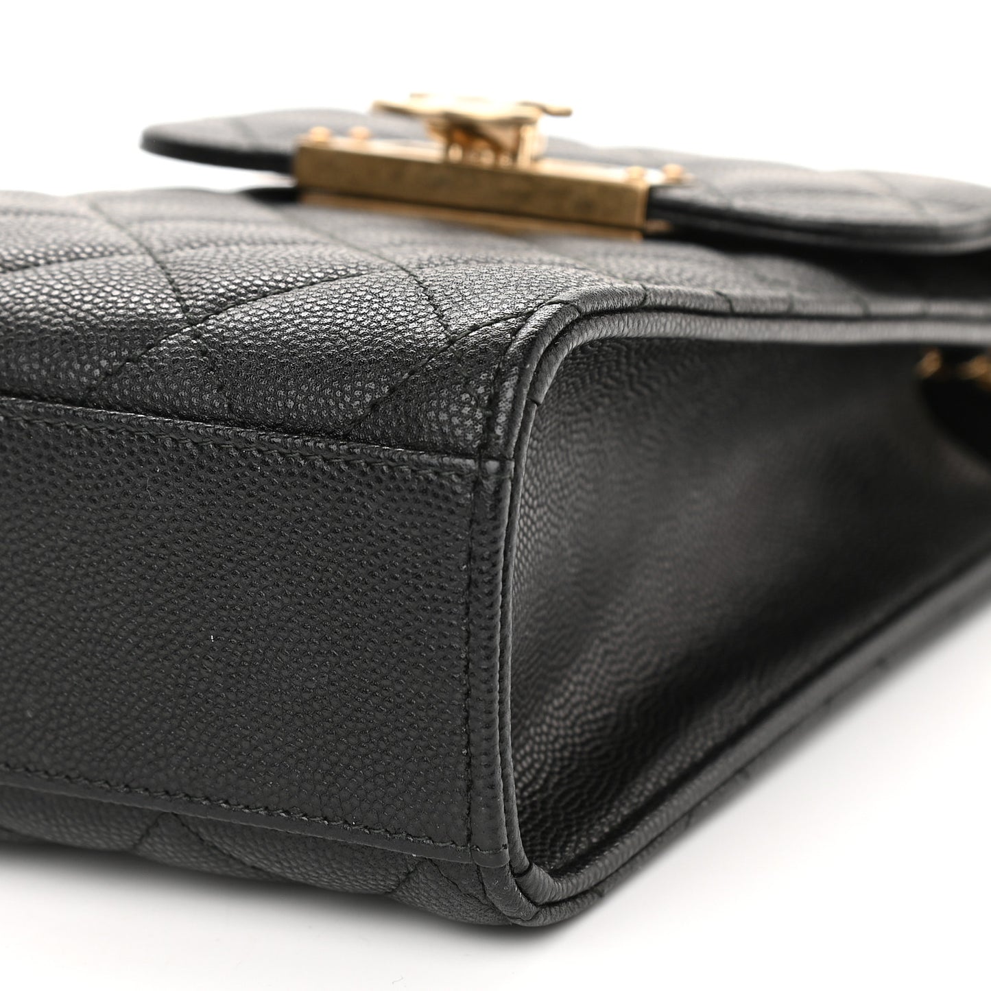 Caviar Quilted Golden Class Phone Holder Black