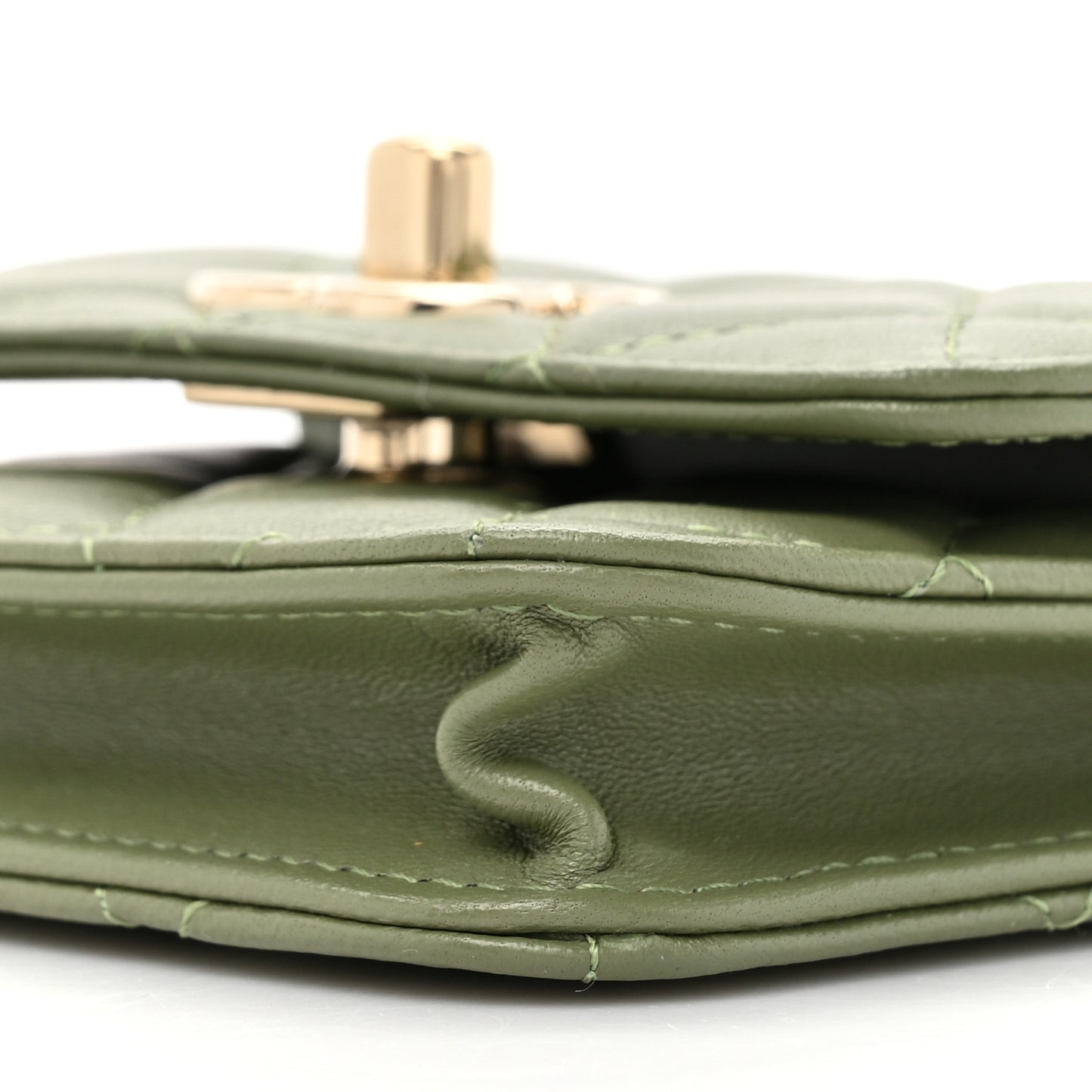 Lambskin Quilted Trendy CC Card Holder On Chain Green
