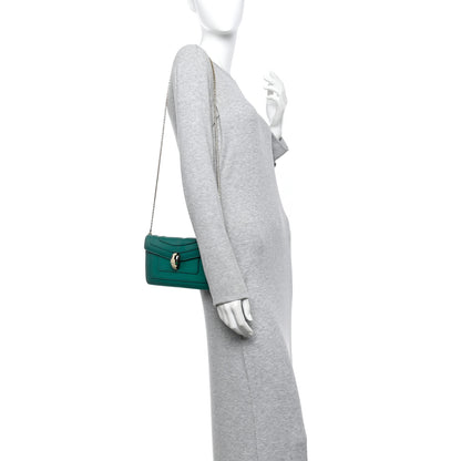 Bulgari Calfskin Serpenti Forever Flap Clutch  Emerald Green 2 of 9