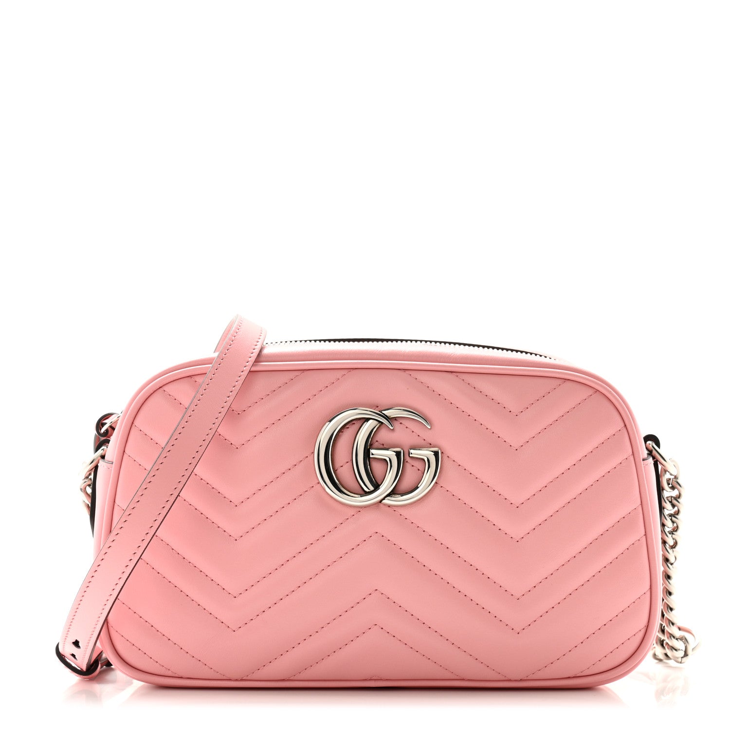 Gucci Calfskin Matelasse Small GG Marmont Chain Shoulder Bag Perfect Pink 1 of 10