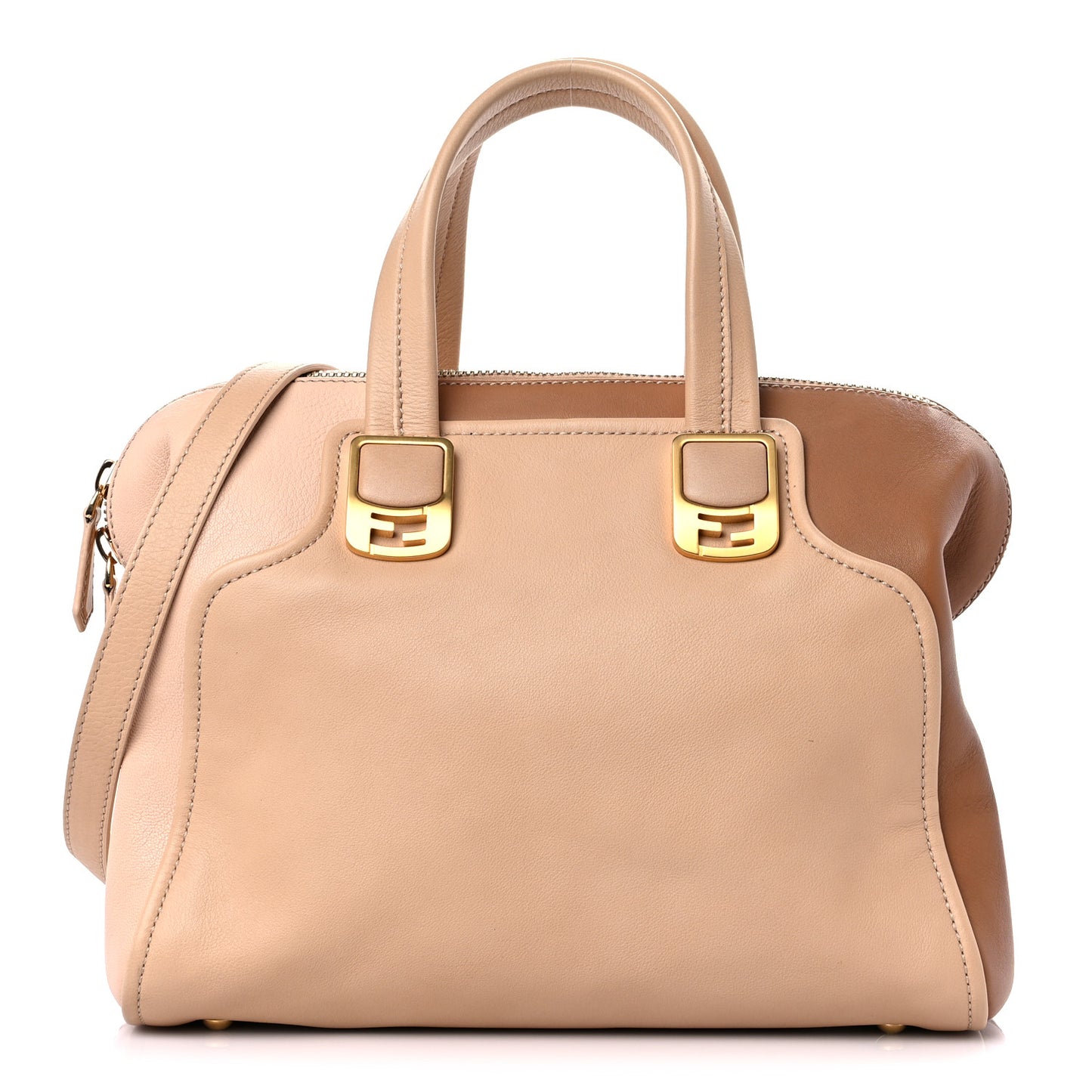 Capra Vitello Dolce Marmol Colorblock Small Chameleon Tote Cipria Makeup Camel