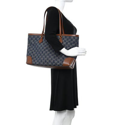 Gucci New Denim GG Monogram Medium Ophidia Shopping Tote Blue Tea Cuir 2 of 10