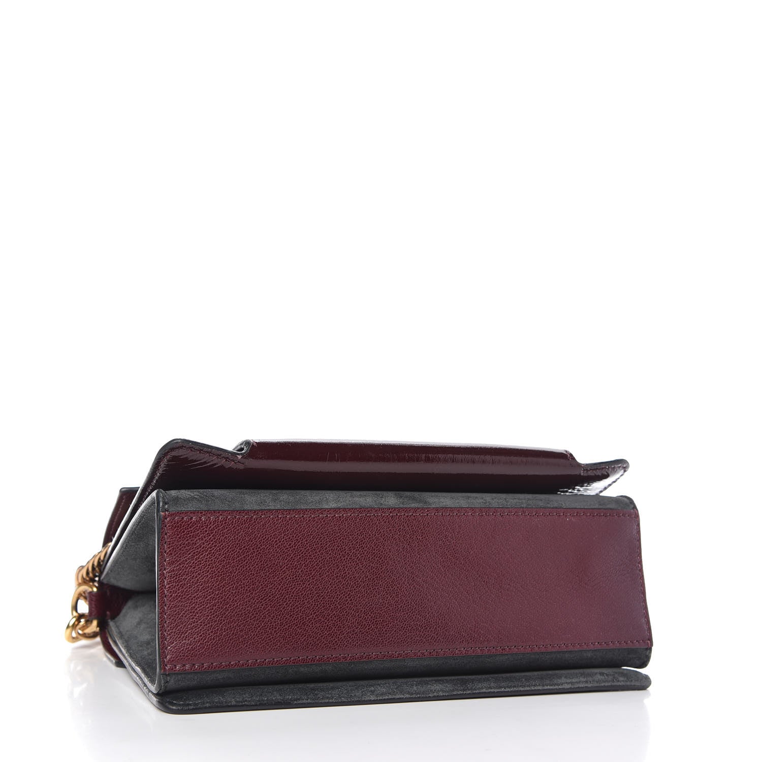 Givenchy Crinkled Patent Deerskin Suede Small GV3 Shoulder Bag Aubergine Graphite 4 of 9