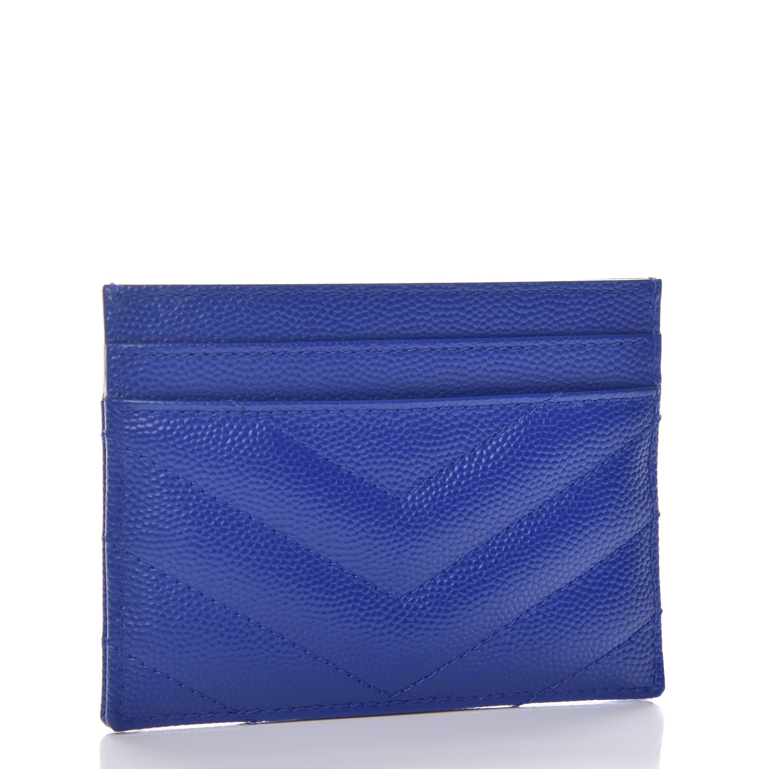 Saint Laurent Grain De Poudre Matelasse Monogram Credit Card Case Blue Majorelle 3 of 8
