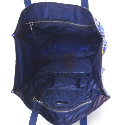 Prada Tessuto Nylon Saffiano Floral Print Tote Bluette Dis Primule 4 of 10