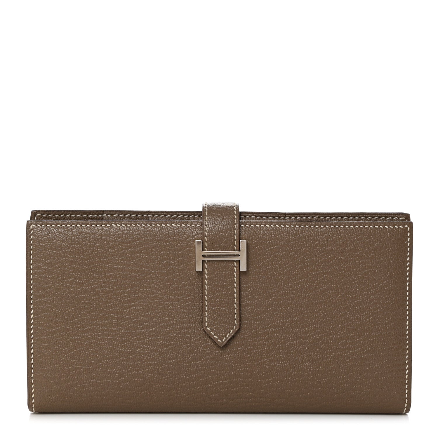 Hermes Chevre Mysore Bearn Gusset Wallet Etoupe 1 of 8
