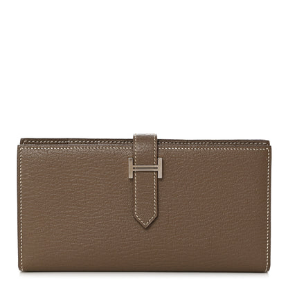Hermes Chevre Mysore Bearn Gusset Wallet Etoupe 1 of 8