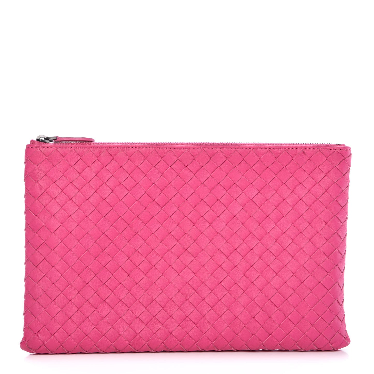 Nappa Intrecciato Flat Zip Pouch Rosa Shock