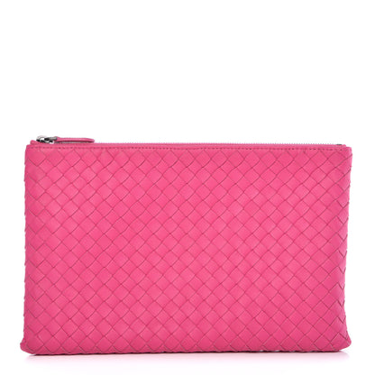 Bottega Veneta Nappa Intrecciato Flat Zip Pouch Rosa Shock 2 of 13