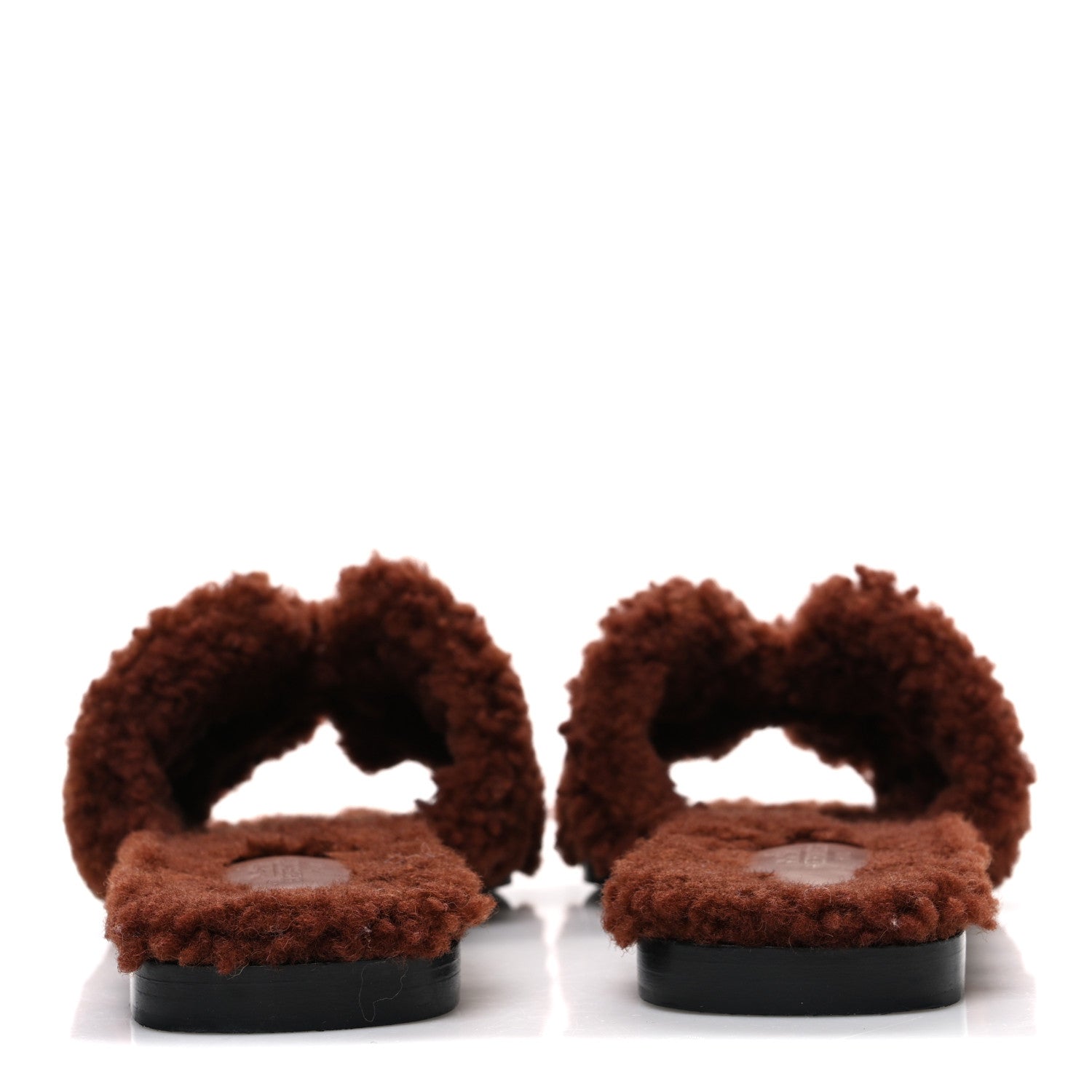 Hermes Woolskin Oran Sandals 37.5 Cognac 6 of 9