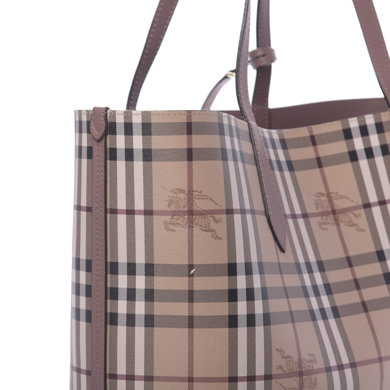 Burberry Grainy Calfskin Haymarket Check Medium Reversible Tote Dusty Pink 19 of 25