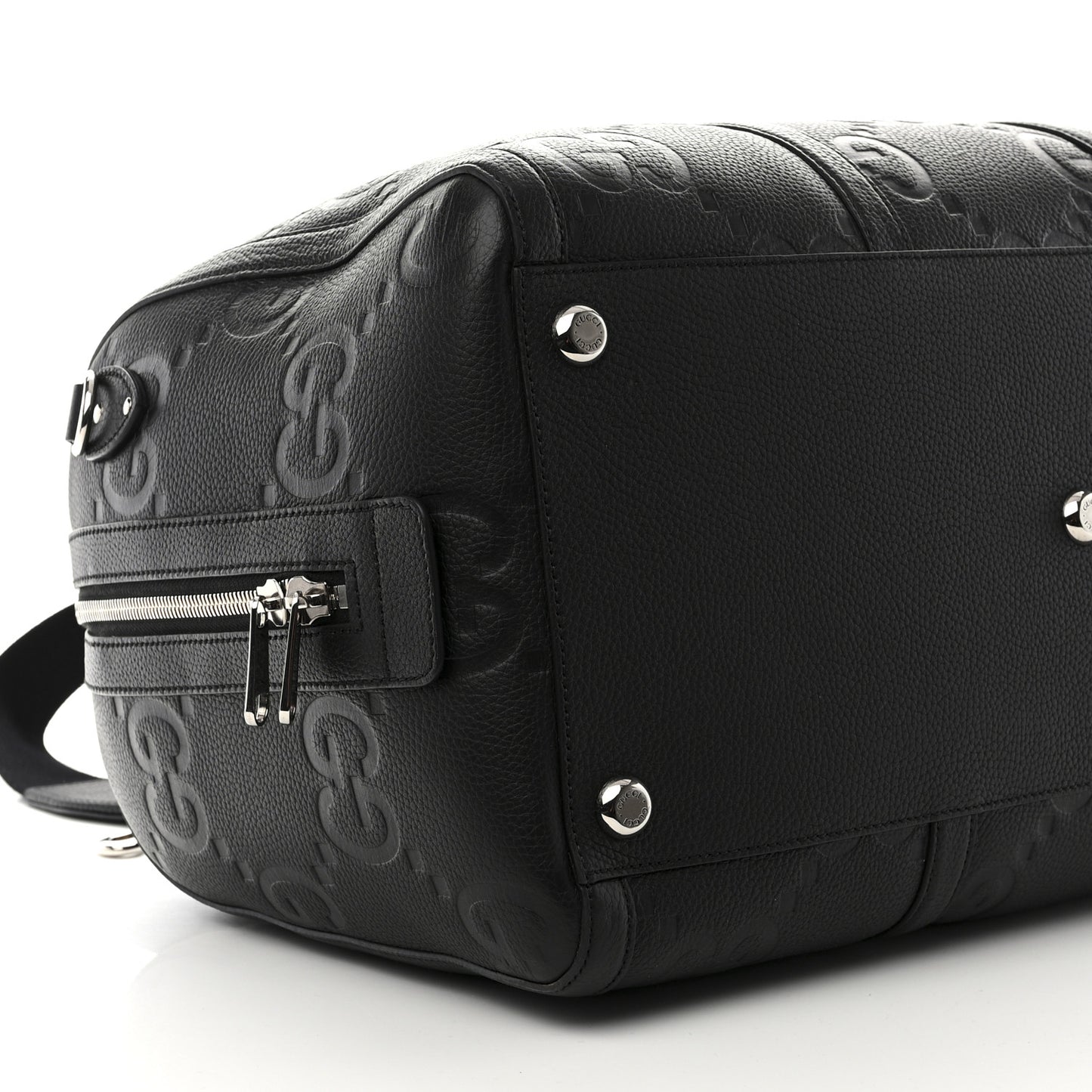 Piuma Calfskin Jumbo GG Embossed Large Duffle Bag Black