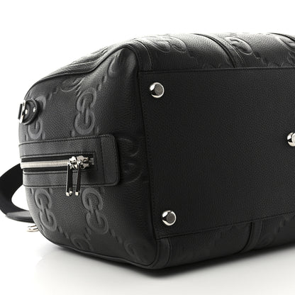 Gucci Piuma Calfskin Jumbo GG Embossed Large Duffle Bag Black 9 of 10