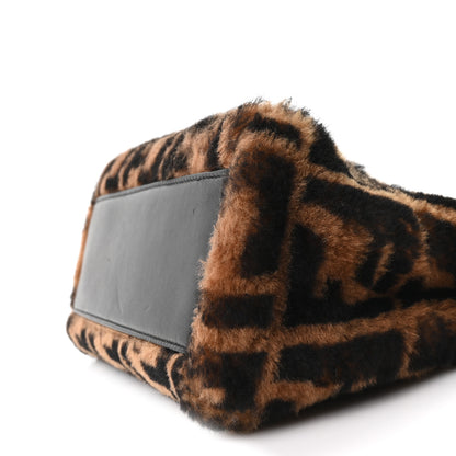Fendi Shearling Nappa Macro FF 1974 Mini Peekaboo Iconic Satchel Tobacco Black 10 of 10